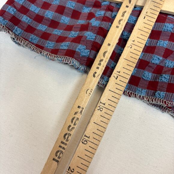 Ganni Gingham Check Seersucker V Neck Blouse Ruched Puff Sleeve - Picture 7 of 8